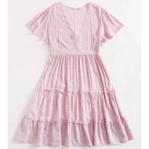 Shein Buttoned Front Frill Trim Ditsy Floral Dress